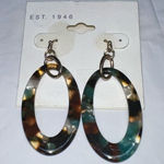 Established 1946‎ Tortoise Shell Plastic Oval Dangle Earrings Blue Photo 0