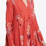 Free People  Field Of Butterflies Red Long Sleeve Tunic Photo 0