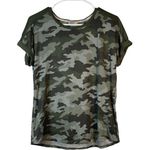 Lucky Brand  Camo Green Crew Neck Short Sleeve Blouse Size Medium EUC #0533-OC Photo 0