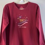 Life is Good Crusher Tee Dog Sled Winter Snow Medium Classic Long Sleeve Red Photo 1