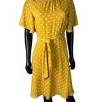 Banana Republic  Yellow Polka Dot Tie Waist Flutter Sleeve Midi Dress 6 Photo 0