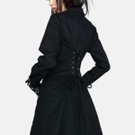 Alternative Ropa Gotico Industrial Dhampir Vintage y2k corset Rave Goth zip Fit Flare Flocking punk  hellraiser dracula trench long coat metallic rivets adjustable tie street wear imported Photo 1