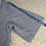 Olivaceous V-Neck Pinstripe Linen Shift Mini Dress Blue White Dress Women’s L Photo 9