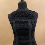 Topshop  Black Velvet Cutwork Lace Shift Mini Dress Size 2 Photo 6