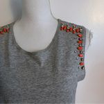 J.Crew  • GREY ORANGE BEADED JEWELED EMBELLISHED MUSCLE TANK TOP Photo 2