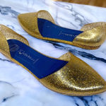 Jeffrey Campbell  Size 8 Jelly Gold Glitter Point Rubber Toe‎ Flat Photo 0
