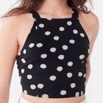 Urban Outfitters Black Polka Dot High Neck Cropped Tie Back Tank Top Small Photo 0