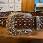 Brown Leather Western Blingy Belt. Size S/M. Photo 3