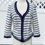White House | Black Market WHBM Navy & White Tweed Blazer Photo 8