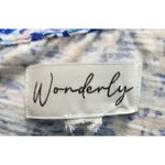 Wonderly  Floral Print Blouse Blue Peach Short Sleeve Tassel Tie Neck Top‎ Large Photo 2