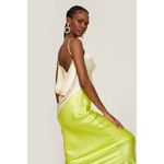 SAN SLOANE Green Cream Drapey Open Back Slip Style Cowl Neck Zita Midi Dress XS Photo 2
