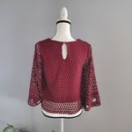 Anthropologie Vanessa Virginia Red Open Lace Angel Sleeve Top S Photo 1