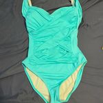 La Blanca  Turquoise One Piece Swimsuit slimming ruched size 12 Photo 1