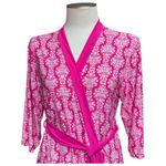 Laura Ashley  Short Robe with Belt Pink White Floral Medium Photo 1