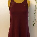 SO New  Womens Tank Top Burgundy w/ Lace-Trim size M Photo 0