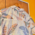 Cynthia Rowley  Leaf Print Linen Shirt, Button Up Size L Photo 6