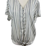 Sim & Sam  Womens Tie‎ Waist Striped Blouse Sz XL | Coastal Grandma Lightweight Photo 0