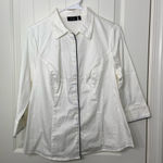 Apt. 9 EUC  women’s white black outlined button front 3/4‎ sleeve blouse top 0X Photo 0