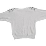 VTG 80s Newcomer Beaded Shoulder Off White Sweater Sz L Gray Size L Photo 4