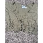 Princess Polly  jamison reid crop top khaki green tie front plunge neck ruffle 8 Photo 9