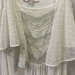 Miss Me  Western White Metallic Silver Ruffled Spaghetti Strap Tank Blouse Small Photo 7