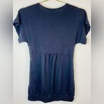 Papaya  Black Plunge V Neck Short Sleeve Top Y2K Minimalist Size Medium Polyester Photo 5