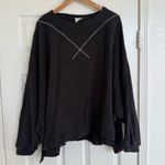 Free People  We The Free Come Again Long Sleeve Cotton  Sweater In Black / Gray M Photo 2