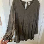 Blue Rain  Taupe Textured V-Neck Top Photo 0