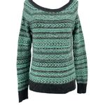 American Eagle AEO Wool Mohair Blend Stripe Geometric Mint Green Gray Sweater M Photo 0