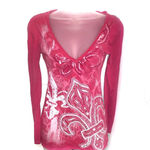 Anchor Blue Y2K Sequin Fleur de lis Long Sleeve Top Pink Small Fairy Grunge Punk Photo 2