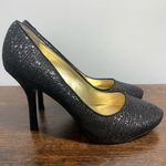 Nina  Women's Solid Leather Almond Toe Slip On Stiletto Heel Pump Black Size 8M Photo 4