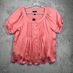 Spense Coral Pink Satin Pleated Blouse L NWT Cottagecore Romantic Coquette Satin Size L Photo 1