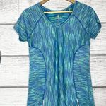 Velocity Teal Blue Green V Neck Short Sleeve Athletic Workout Top Size Medium Photo 0