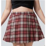 Halara Brand New  Women's Size Large Plaid Red White Black Skirt High Waisted Photo 1