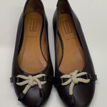 Hunter Dex Ballet Flat Slip On Shoes Dark Brown Leather Bow Size 37.5 | 7.5 Photo 0