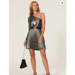 Derek Lam Metallic One Shoulder Pleated Long Sleeve Mini Dress Size‎ 8 EU 44 Silver Photo 10