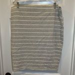 Boutique + Grey/White Striped Pull On Stretch Pencil Skirt 2X Photo 0