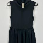 J.Crew Fitted Knit Mockneck Dress Poplin A Line Skirt Black Minimalist XXS NWT Photo 5