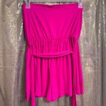 Susana Monaco  Vivid Neon Pink Strapless Blouson Shorts Romper Small NWT Photo 2