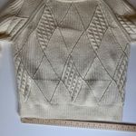 &merci &merci Diamond Mixed Knit Sweater Sz S Cream Pullover Fisherman Coastal Casual Photo 12