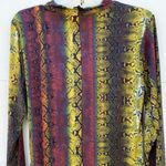 Blue Leopard Womens plus size 1X colorful snake print long sleeve romper Multiple Photo 3