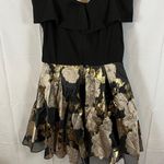 Betsy and Adam NWT Women’s Off the Shoulder Metallic Floral Black & Gold Dress Size 12 Photo 1