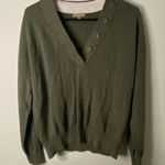 Lilla P Women's Easy Button Shawl Collar Sweater, Moss Green, Size Large Green Photo 0