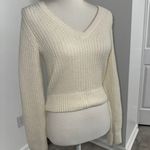 Abercrombie & Fitch Soft A&F Cream Waffle Knit Sweater Women’s Small V-Neck Photo 1