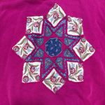 Hanes Vintage Magenta Pink Floral Granny Quilt  Crewneck Sweatshirt Women's Large Photo 2