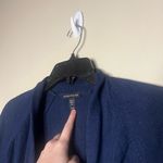 Eileen Fisher Organic Cotton Linen Knit Short Sleeve Open Cardigan XS Indigo Photo 4