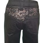 Cache Black Silver Metallic Embroidery Jean Pant Ankle Stretch New $98 NWT Photo 1