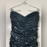LEAU NWT black faux leather rouched strapless mini dress. XXL Photo 2