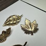 Lot Of 4 Leaf Gold Tone Brooch Pin Autumn Fall Leaves Photo 3