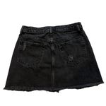 We The Free  Black Denim Mini Skirt Button fly Distressed Raw Hem, Sz 27 Photo 2